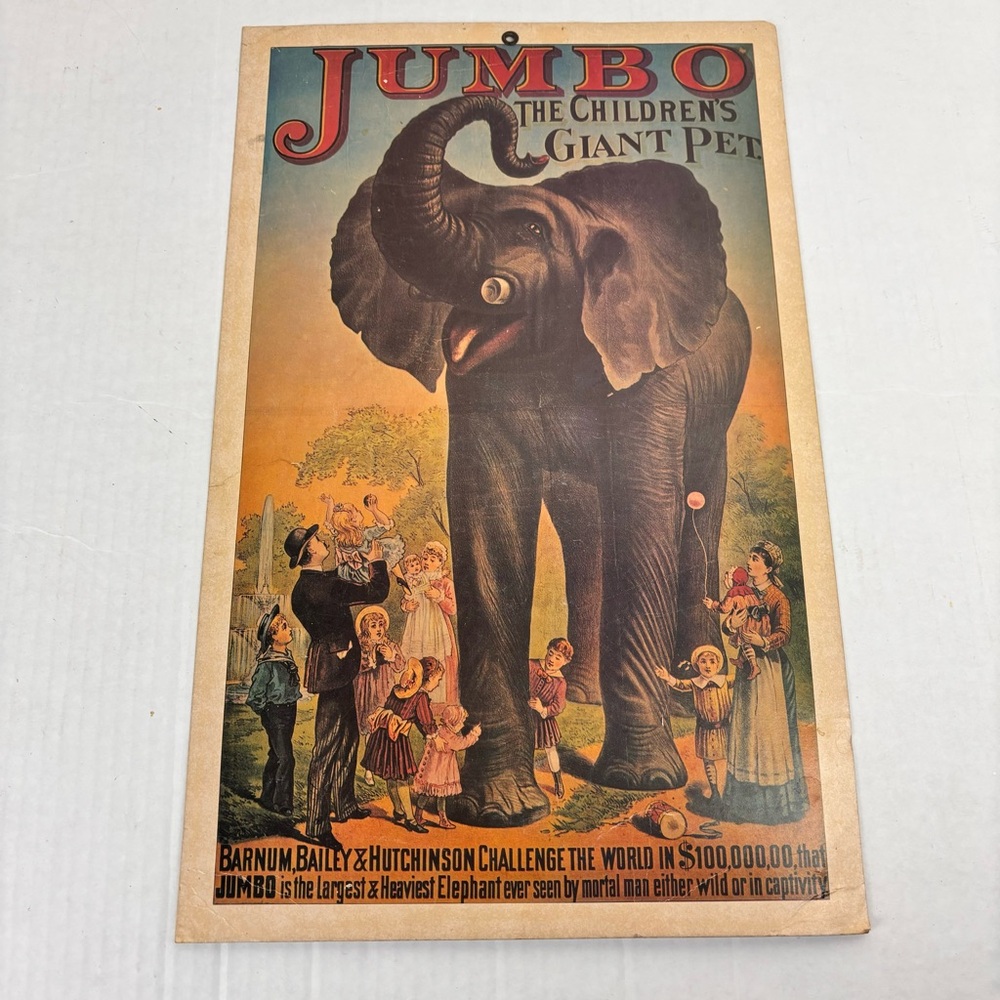 Bailey & Hutchinson Circus vintage poster-Jumbo the Elephant